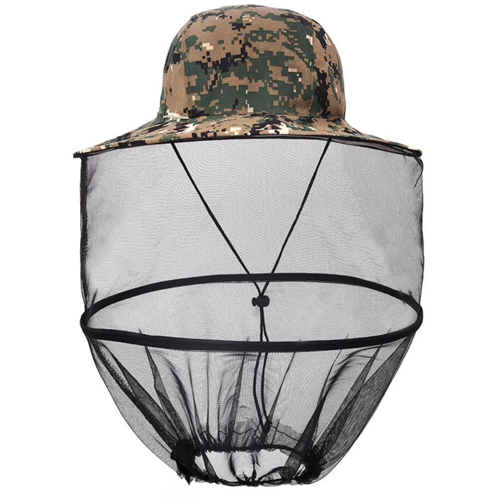 Camouflage Fishing Hat Bee keeping Insects Mosquito Net Prevention Cap Mesh Fishing Cap Outdoor Sunshade Lone Neck Head Cover: B