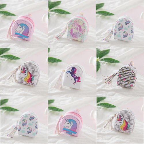 Lovely Purses Digital Unicorn Printing Tassel Coin Purse Key Card Bag Girly Heart