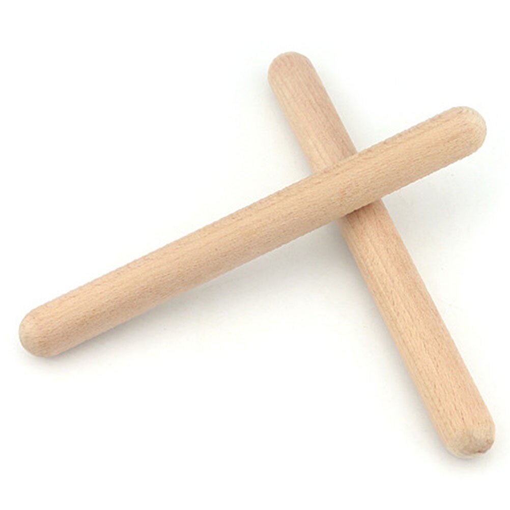 1 Pair Wood Claves Musical Percussion Instrument Natural Rhythm Sticks