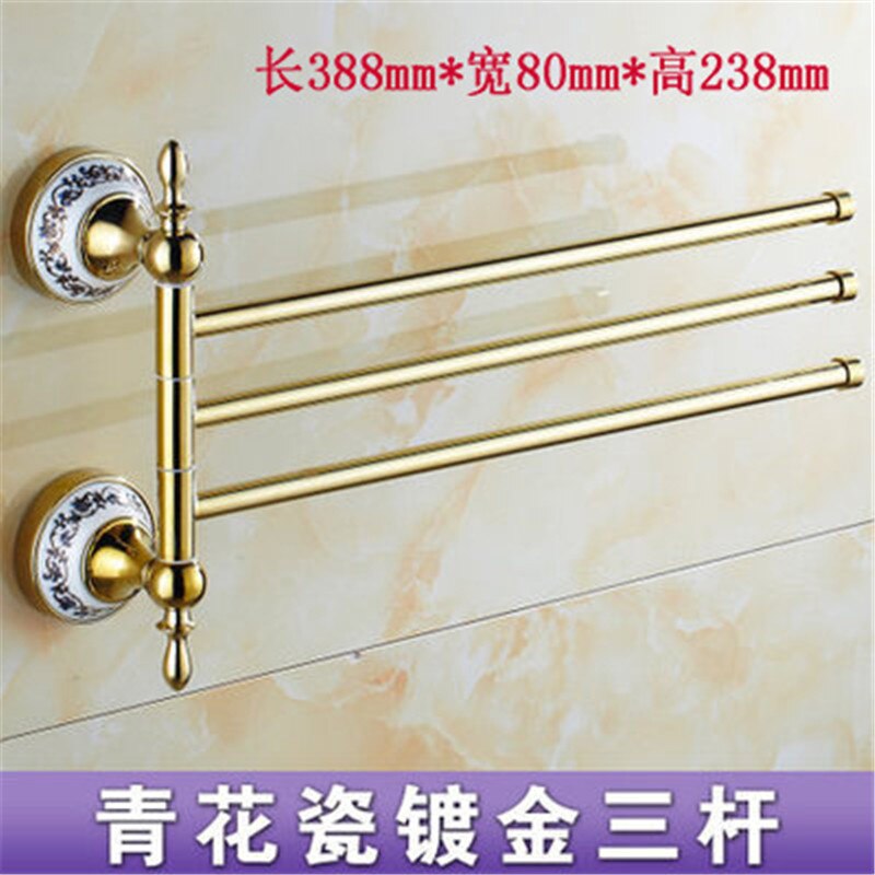 Toallero antiguo europeo para baño, barra giratoria de porcelana, accesorios de baño, 3/ 4 Bar: gold3 rods