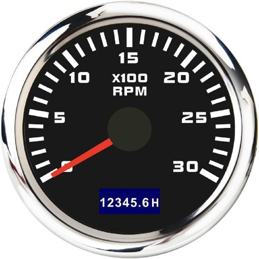 Tachymètre de bateau 52mm, 3000/4000/6000/7000/8000RPM, compteur de tachymètre, rétro-éclairage rouge, avec écran LCD, capteur de tachymètre: 3000RPM BS