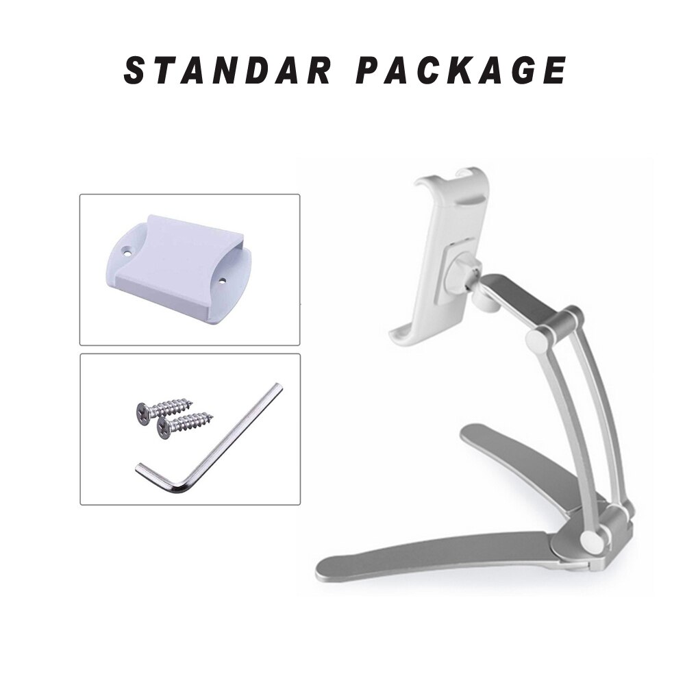 Kitchen Tablet Stand Wall Desk Tablet Mount Stand Fit For 5-10.5 inch Width Tablet Metal Bracket Smartphones Holders: Silver 10.5inch