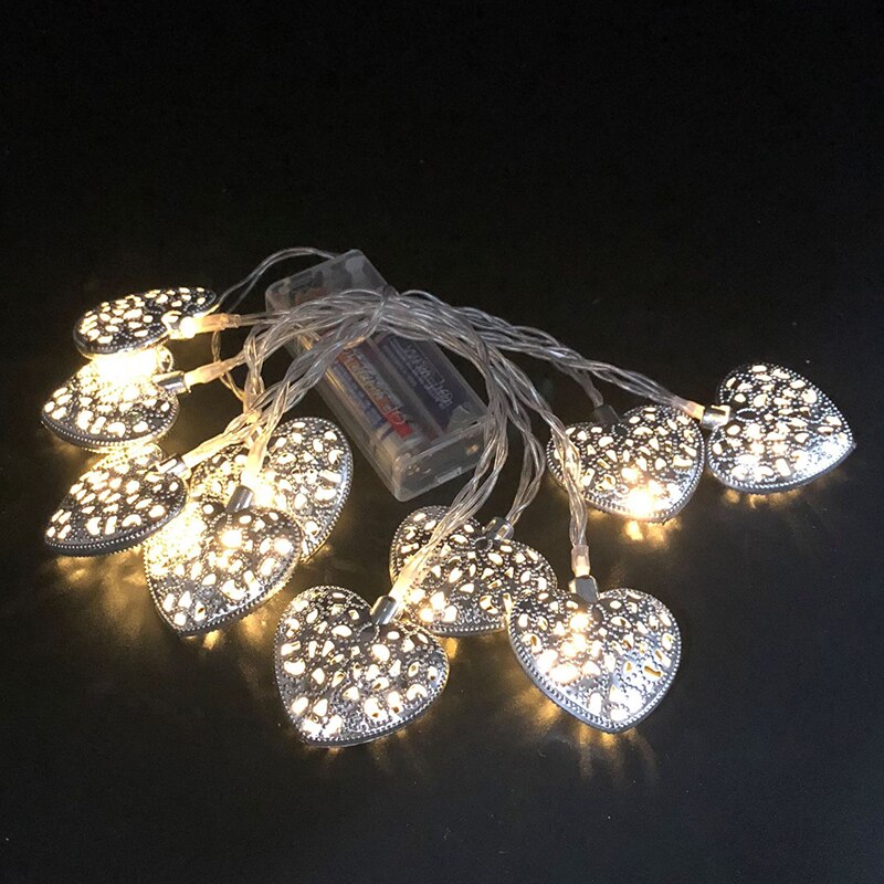 Muslim Iron Gold Leaves String Lights 10 Led Wedding Christmas Birthday Room Courtyard Decorative LED Light Party Lights: Heat silver