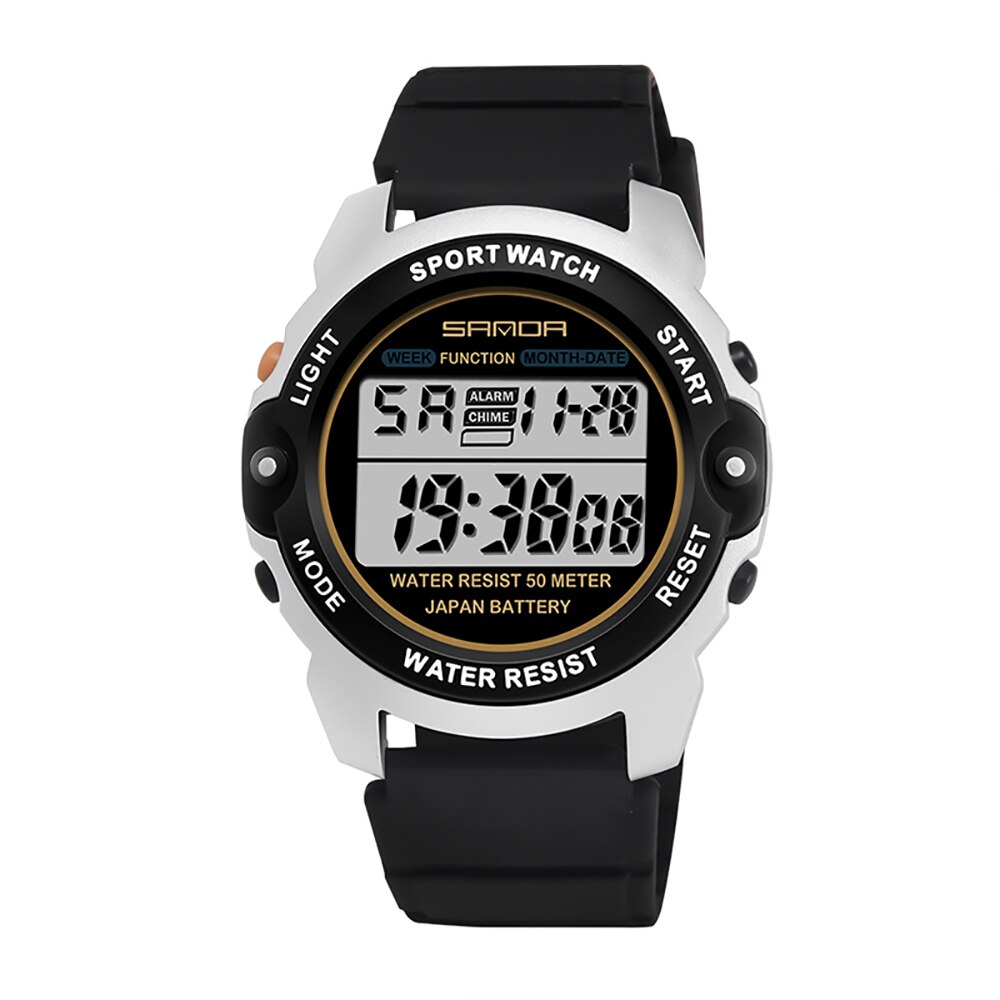 Sanda Fashionble Horloge Luxe Mannen Horloges Multifunctionele Digitale Waterdichte Elektronische Horloges Casual Outdoor Mannen Polshorloge: black silver