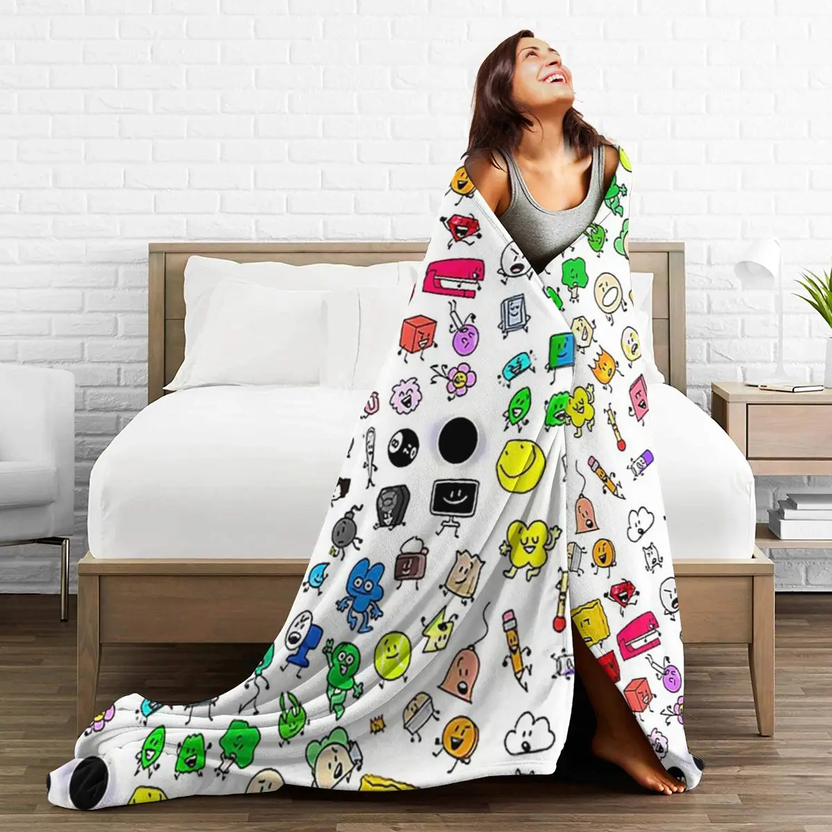 BFDI All Characters (Transparent) Blankets Soft Warm Flannel Throw Blanket Bedding for Bed Living room Picnic Travel Home Couch