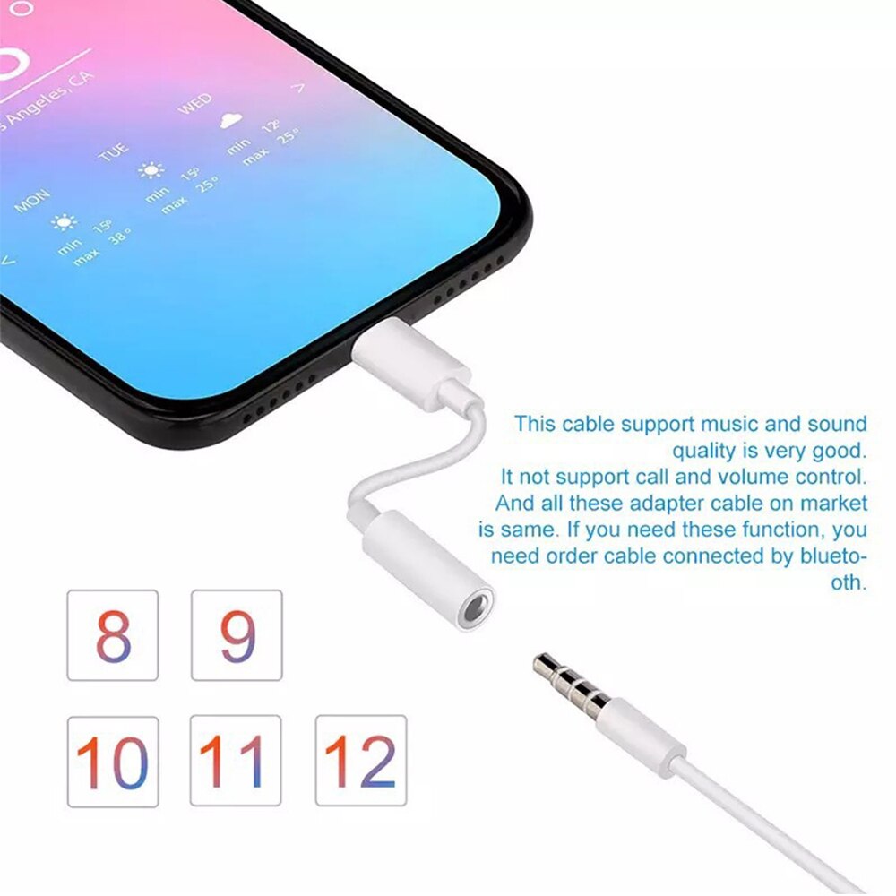 FOR Apple Headset 3.5mm Jack Connector Earphone Adapter Cable for iPhone 12 11 8 7 iPad iOS EarPods Converter Portable Travel