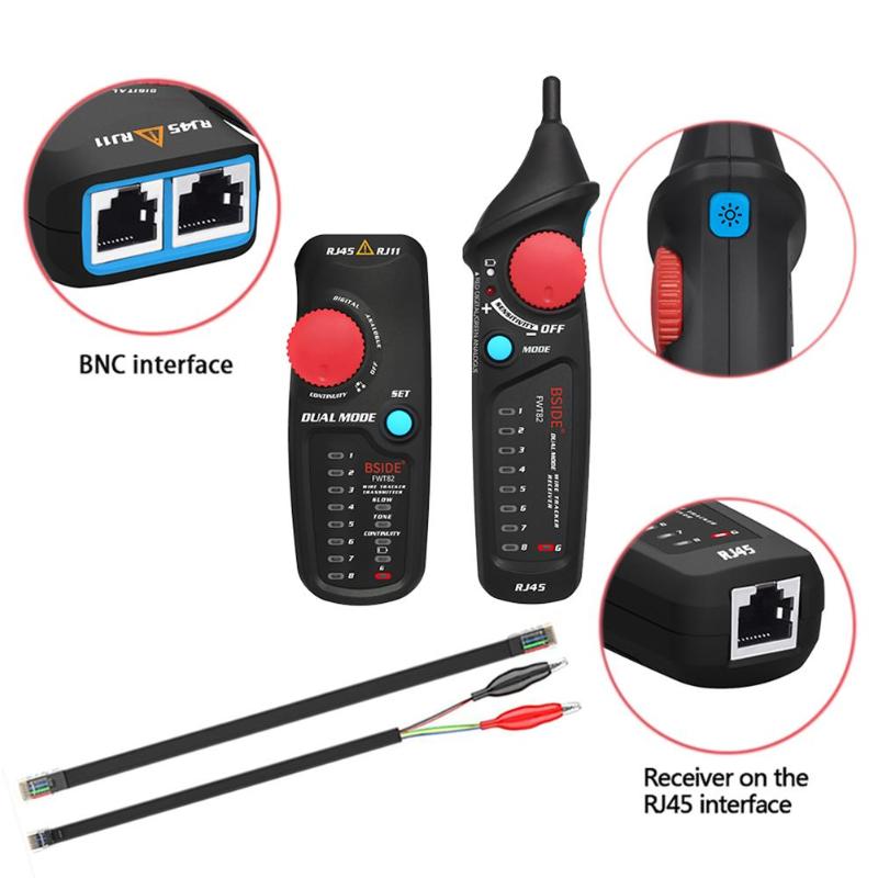 Fwt 82 dual mode nettverkskabel tracker ethernet lan line tracker analysator detektor wire toner  rj45 rj11 line finder