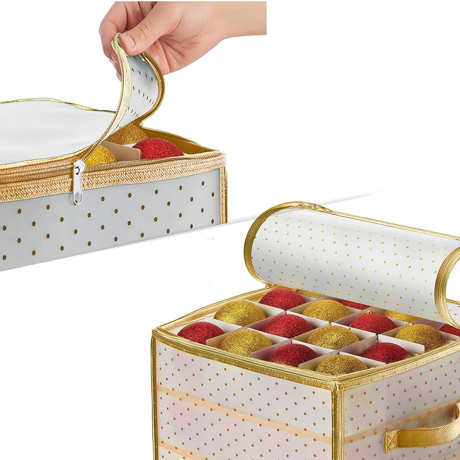 Ornament 64 Baubles Storage Box PP material Ornament Xmas Bauble Storage Organizer Tree Bag Transparent Tough Decoration Box