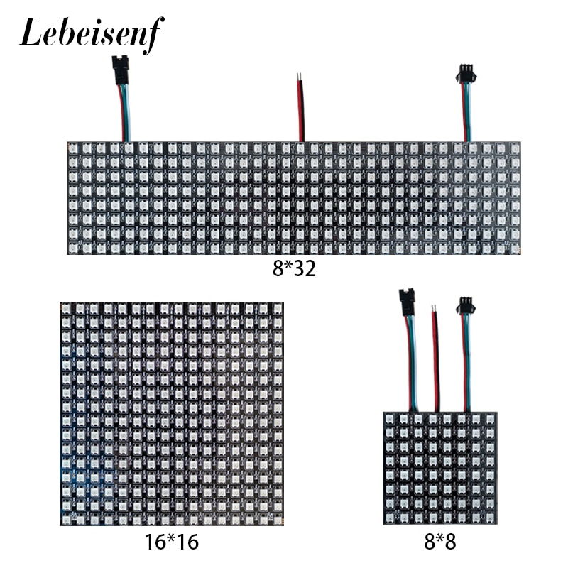 DC5V 5050 RGB Matrix led Pixel module light 8*8 16*16 8*32 Pixels WS2812B WS2812 Digital Flexible Panel Individually Addressable