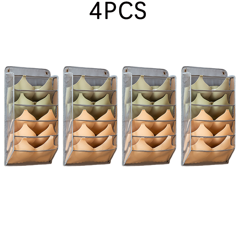 4 stuks ondergoed panty opslag hangende tas wandmontage beha opslag organisator rek thuis closet organisator opbergzakken: Chocolade
