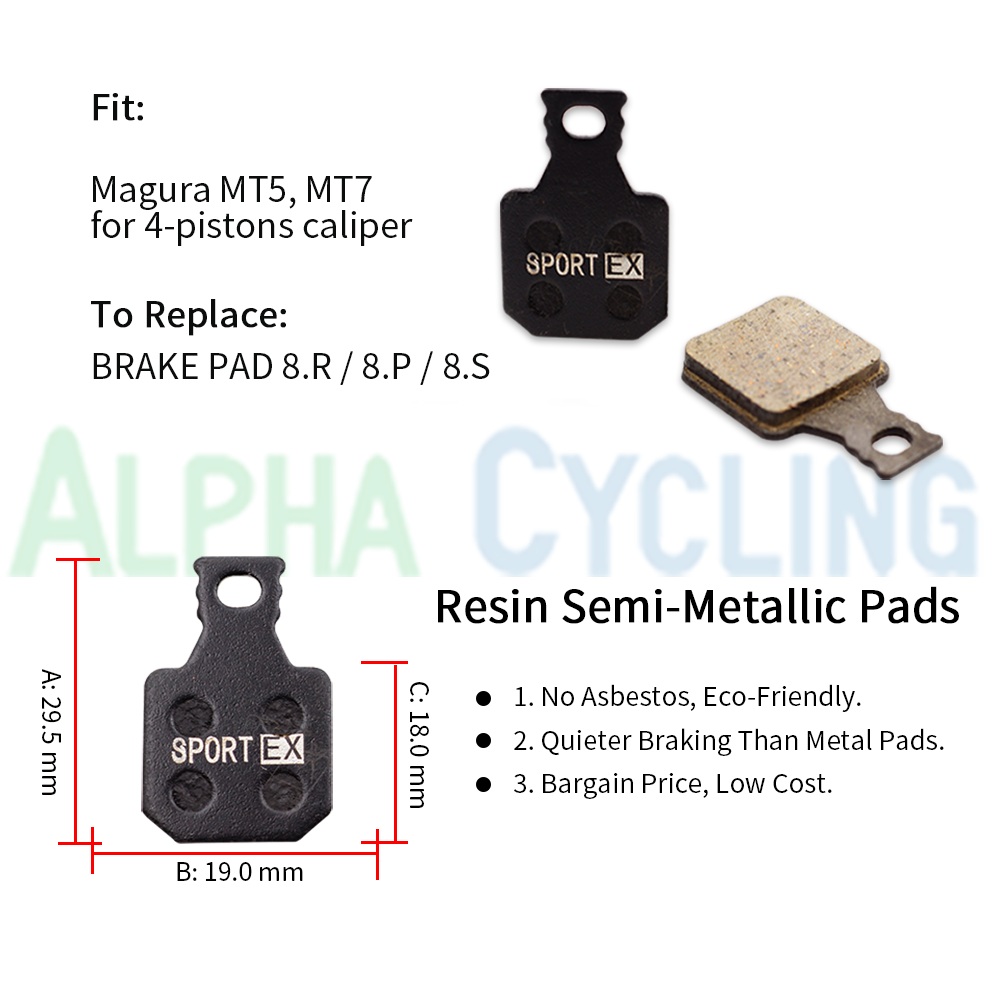 Plaquettes de frein pour vélo Magura MT5 MT7, 4 paires, résine noire