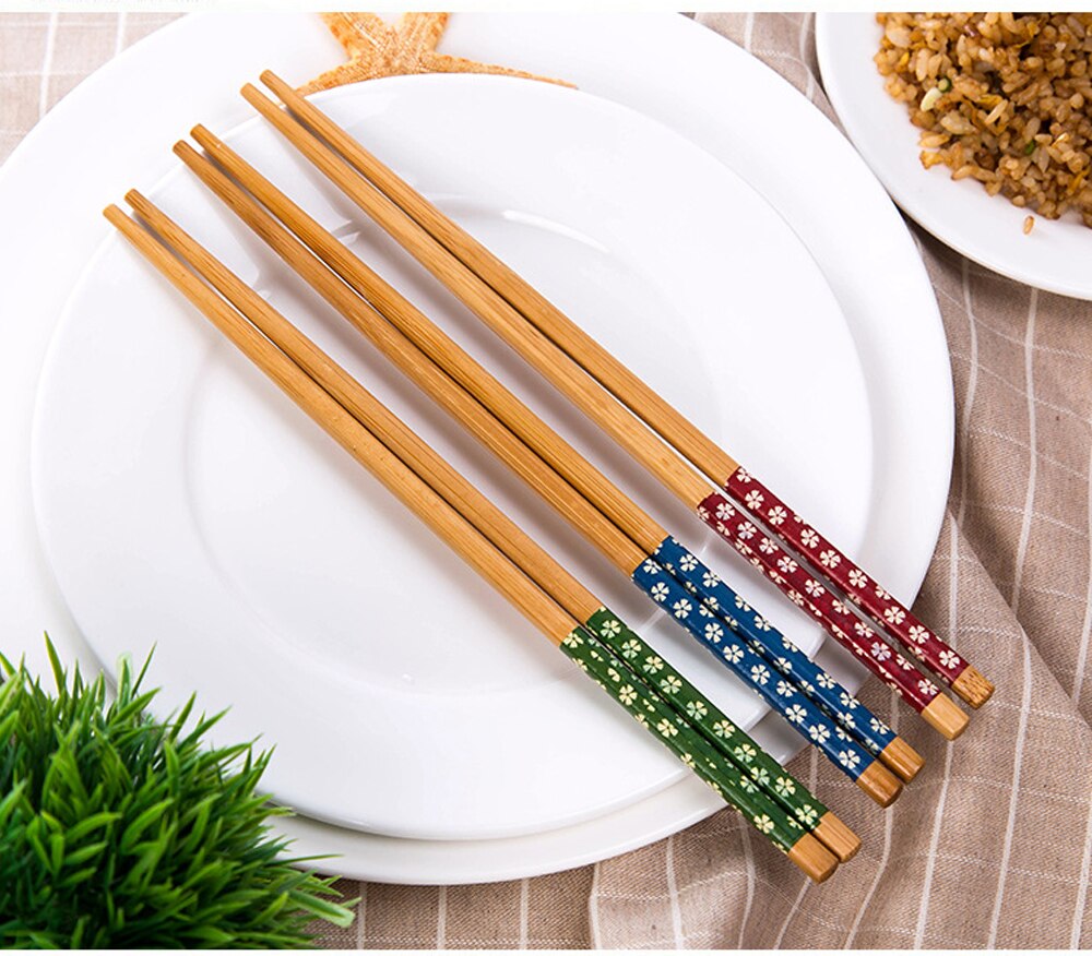 5 pares reutilizable chino palillos de bambú japonés hecho a mano palillos de haya Natural palitos para Sushi herramientas de cocina