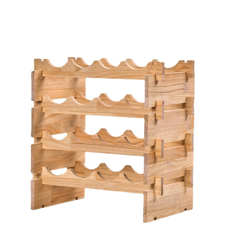 One-layer European wine rack solid wood wine rack non-wall hanging wine rack DIY bar accessories home bars
