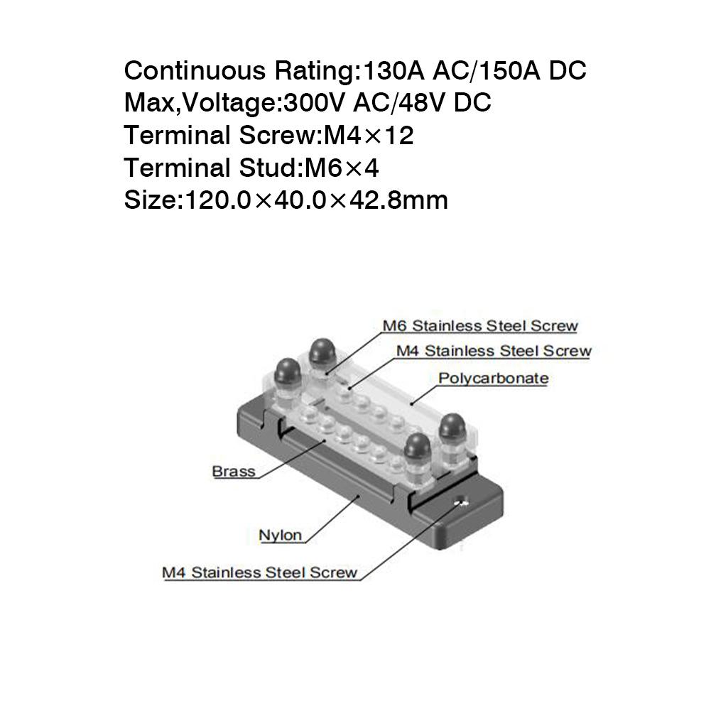 12 Terminal Bus Bar Anti-rust Durable Power Distribution Terminal Block For Car Boat Caravan Dual 6-way Bus Bar