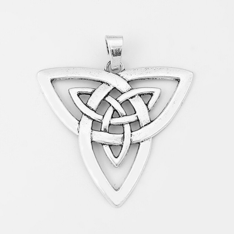 2 uds. De abalorios de plata antigua con nudo keltico grande Trinity Triquetra, colgante para collar, accesorios para fabricación de joyas
