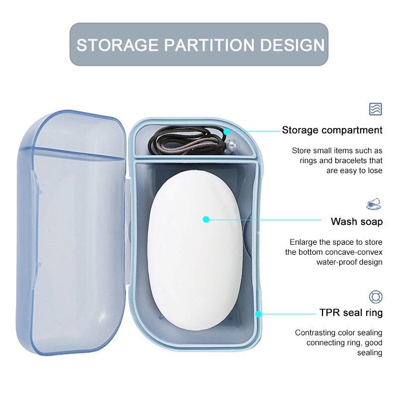 1Pc portasapone portatile custodia in plastica resistente sigillata da viaggio scatola di sapone per lavaggio con coperchio gadget da bagno custodia per sapone antiscivolo