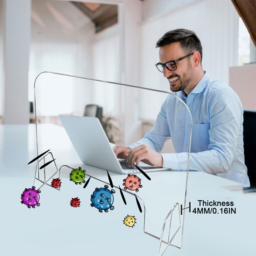 Acrylic Sneeze Guard Shield Clear Perfection Reception Side Safety Counter Transparent Height Protection Screen 40*40CM