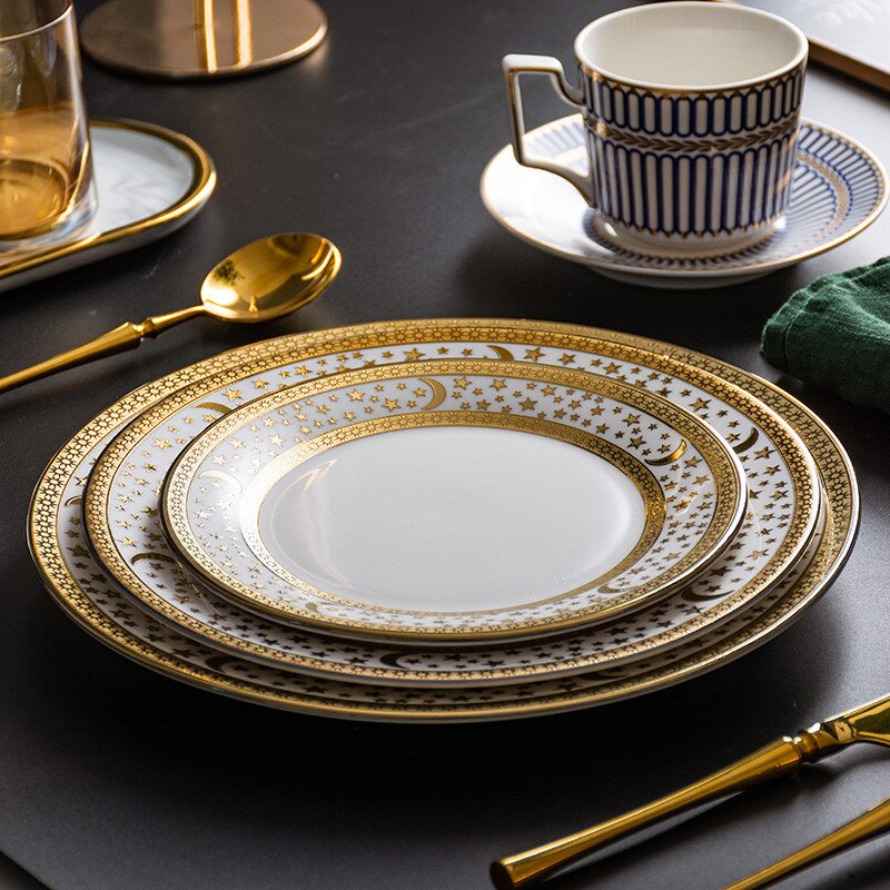 Porcelain Dinnerware Set Ceramic Dinner Plate Ceramic Plate Western Steak Plate Dishes scratch-resistant pendulum Fruit plate