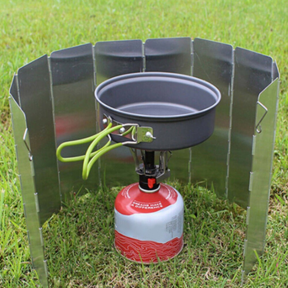 10 Plates Outdoor Stove Cover Windshield Folding Wind Screen Cookout Picnic Cookware Windbreak Board Camping Equipment