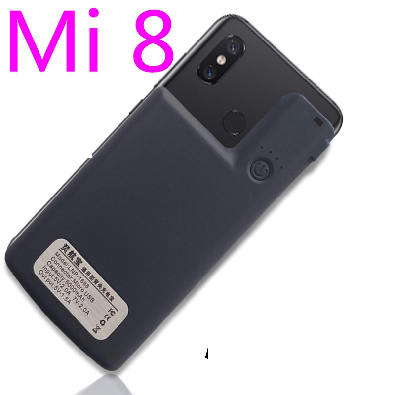 Funda de cargador de batería externa para Xiaomi Mi 8 8 SE, carcasa portátil, powerbank Capa: Mi 8-Black