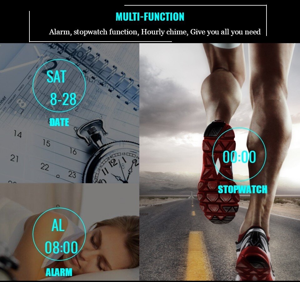 OHSEN Digital Sport Men Watch 50 Waterproof Diving Man Casual Wristwatches Alarm Stopwatch blue Watches Reloj Hombre