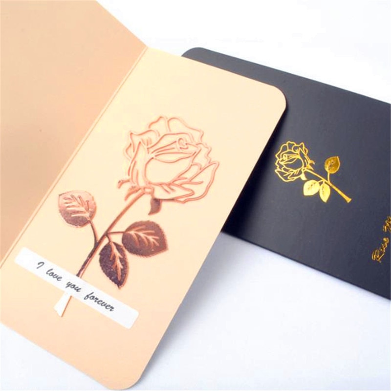 1 PC Beautiful Rose Gold Metal Bookmark Trendy High-grade Electroplated Rose Stainless Steel Bookmark Valentine's Day