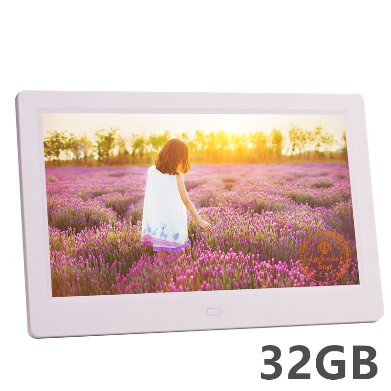 32GNew 10 inch Screen LED Backlight HD 1024*600 Digital Photo Frame Electronic Album Picture Music Movie Full Function Good: White / EU Plug