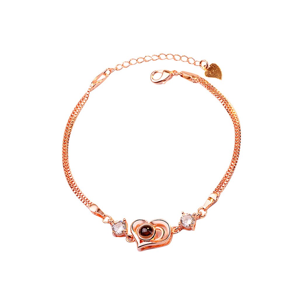 Gold Armbinde Mädchen Neue 100 Sprachen ICH Liebe Sie Valentinstag Speicher Projektion Armbänder Weihnachten