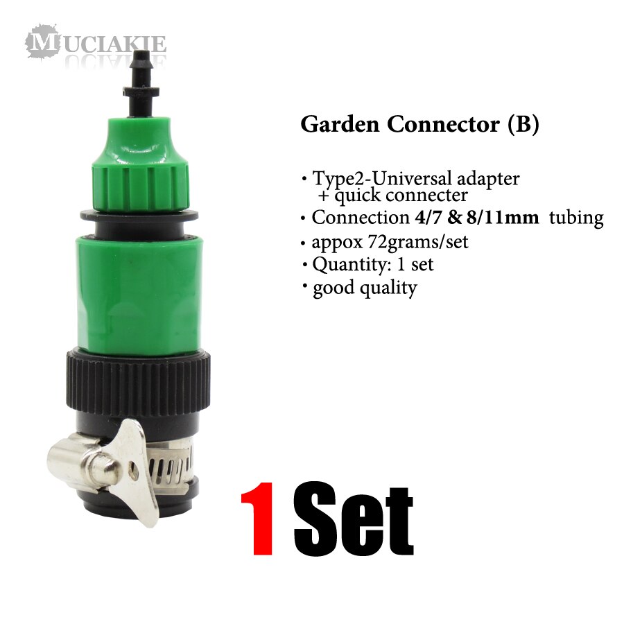 MUCIAKIE-Adaptador de acoplamiento de agua para jardín, conector rápido para grifo de riego de 1/2 '', 3/4'', 1 'a manguera de 8/11 4/7mm, 9 tipos