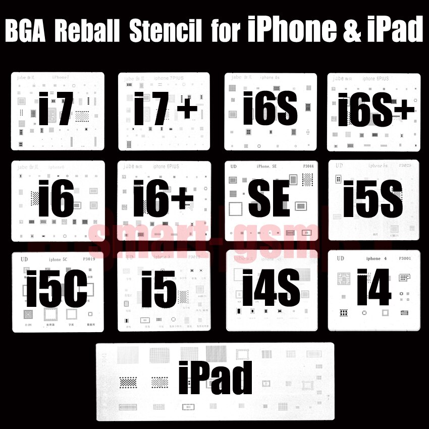 Ruiao 13 stks/partij volledige set BGA Reballing Stencil wijden kit voor iPhone 4 4 s 5 5 s 5c 6 6 + 6 S 6 s + 7 en 7 plus