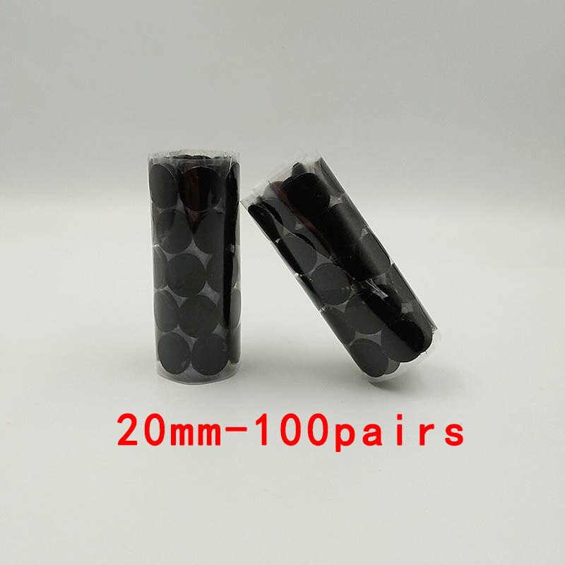 100Paare 10mm Mehrfarbig Verschluss Klebeband Punkte Nylon Klebrige Klettverschlüsse Haken Und Schleife Magie Aufkleber Doppelseitige Runde Selbst -klebstoff: 20mm 100Paare Schwarz