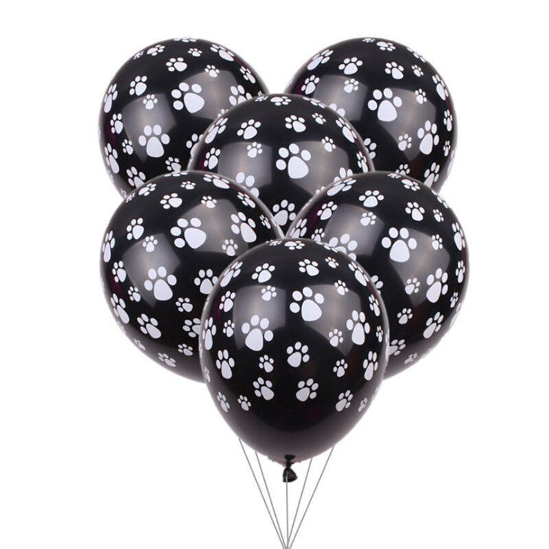 10 stk hundefodaftryk ballon latexkugle bare fodaftryk prik trykt tykkere luftballoner fødselsdagsfest dekorationsforsyninger: Sort 10 stk