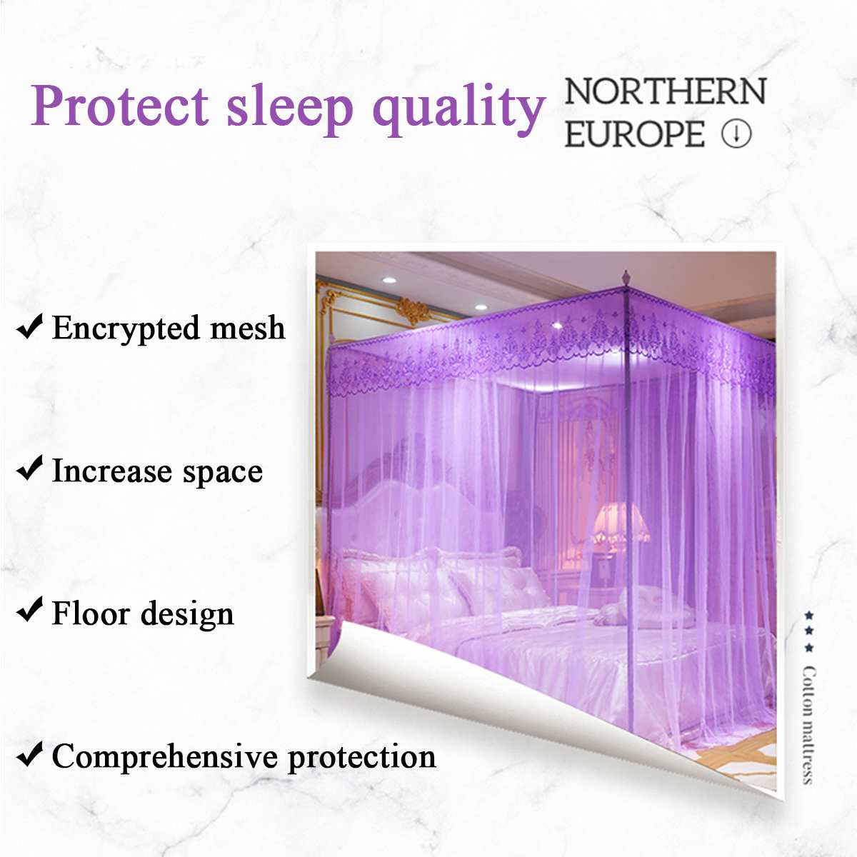 pink quadrate mosquito net palace net with iron tube frame floor-nets romantic lace bed netting blue three-door moustiquaire