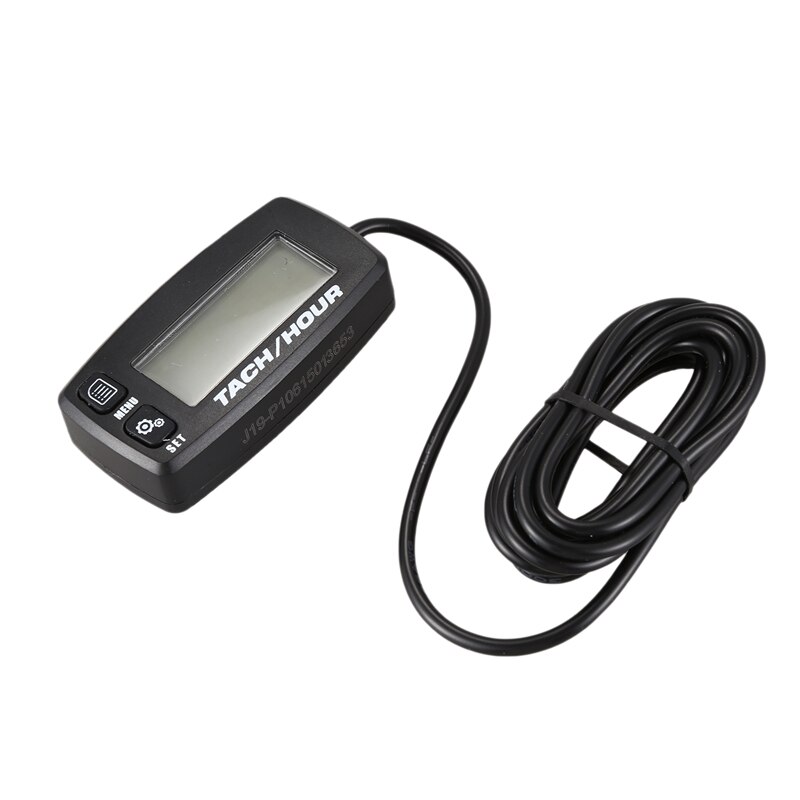 Shgo -1 Pcs Zwart Toerenteller Digitale Inductieve Tach Urenteller Resettable Toerenteller Voor Motorfiets Marine Boot Atv S