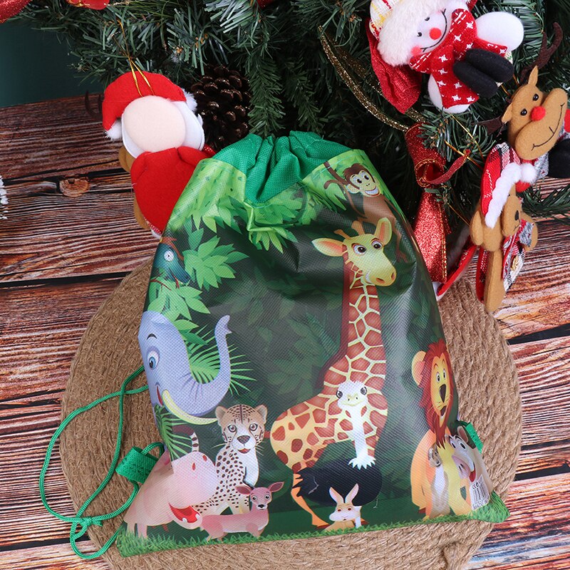 Bolsa de tela no tejida con tema Animal de Zoo Forest, mochila con cordón, bolsa de para fiestas, bolsa de compras, chaleco