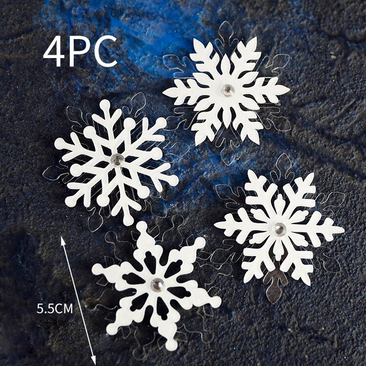 Costume de noël rose en fil d'arbre | Décorations de princesse de neige pour filles, décoration de gâteau, fournitures pour fête d'enfants, pour la pâtisserie, adorables: 4pc snowflake