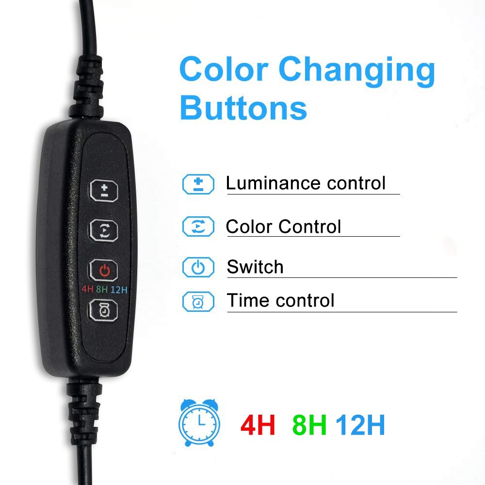 Submersible LED Aquarium Light Waterproof Bar Fish Tank Light Aquatic Plants Grow Light Underwater Timer Auto On/Off Lamp D30