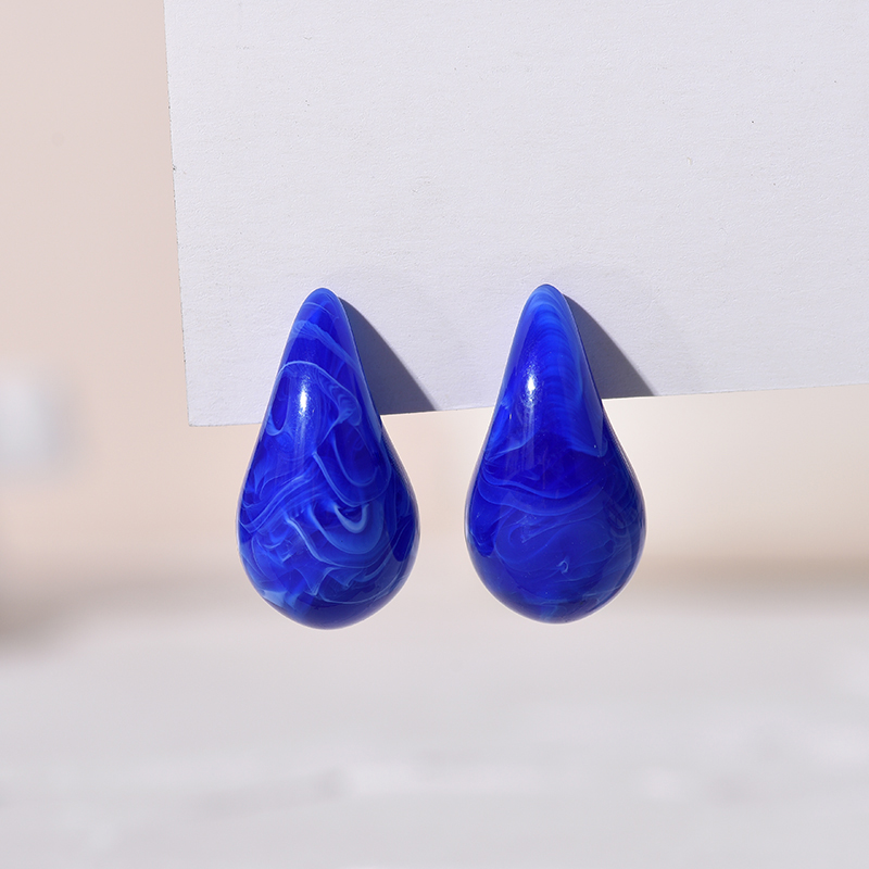 Pendientes grandes con forma de lágrima para Mujer y niña, aretes gruesos de acrílico con forma de gota de agua, color azul, negro, naranja y rojo, 2024: Con recubrimiento de titanio
