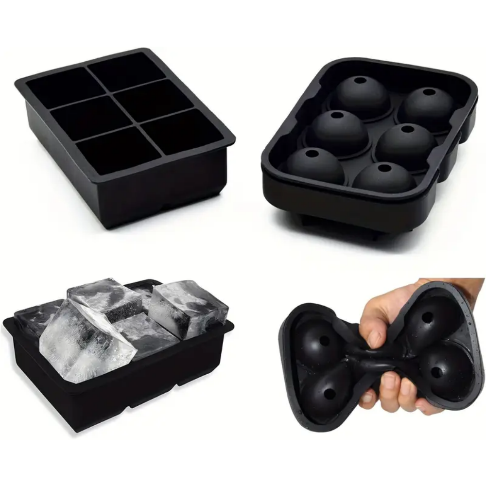 Silikone isterningbakke, store runde isterninger og firkantede isterninger, bpa-fri, genanvendelig, med låg, egnet til cocktails, whisky