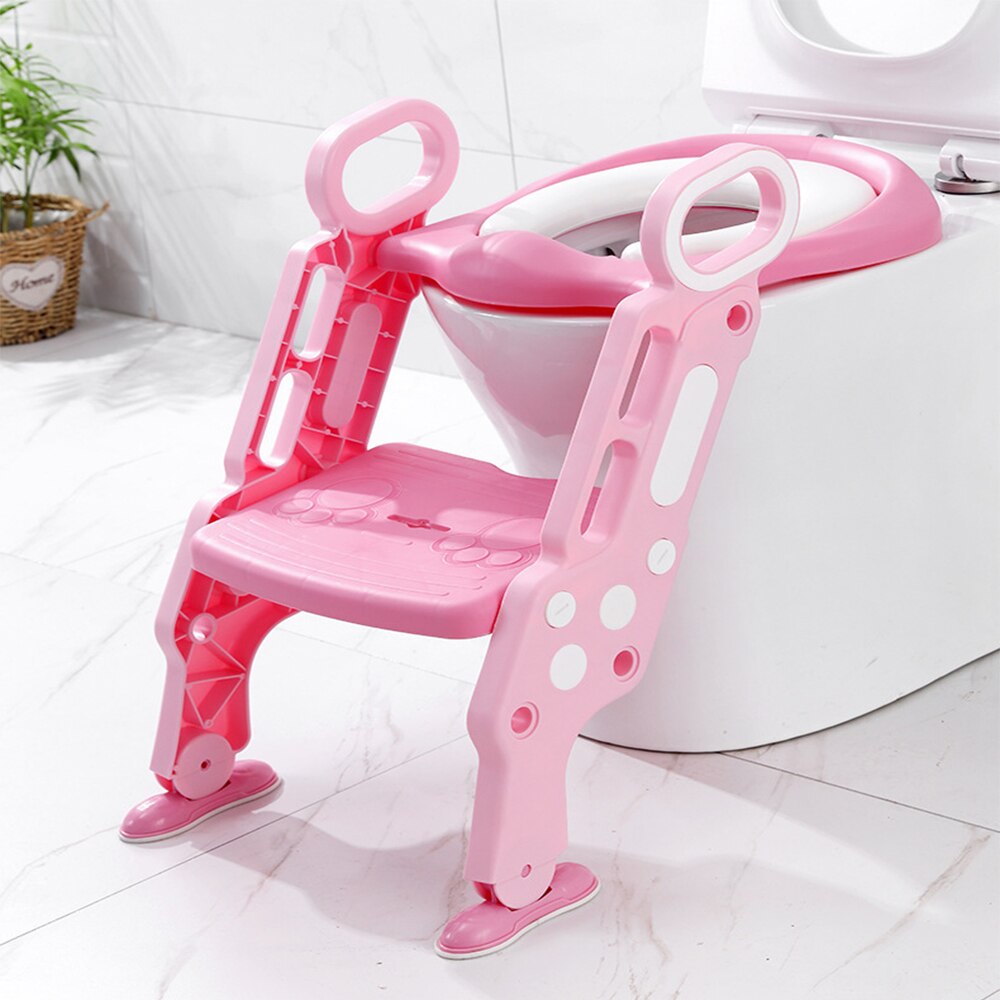 Baby Wc Opvouwbare Baby Zindelijkheidstraining Achterbank Met Verstelbare Ladder Voor Jongens En Meisjes Draagbare Veiligheid Potje Sofa Kussen: pink