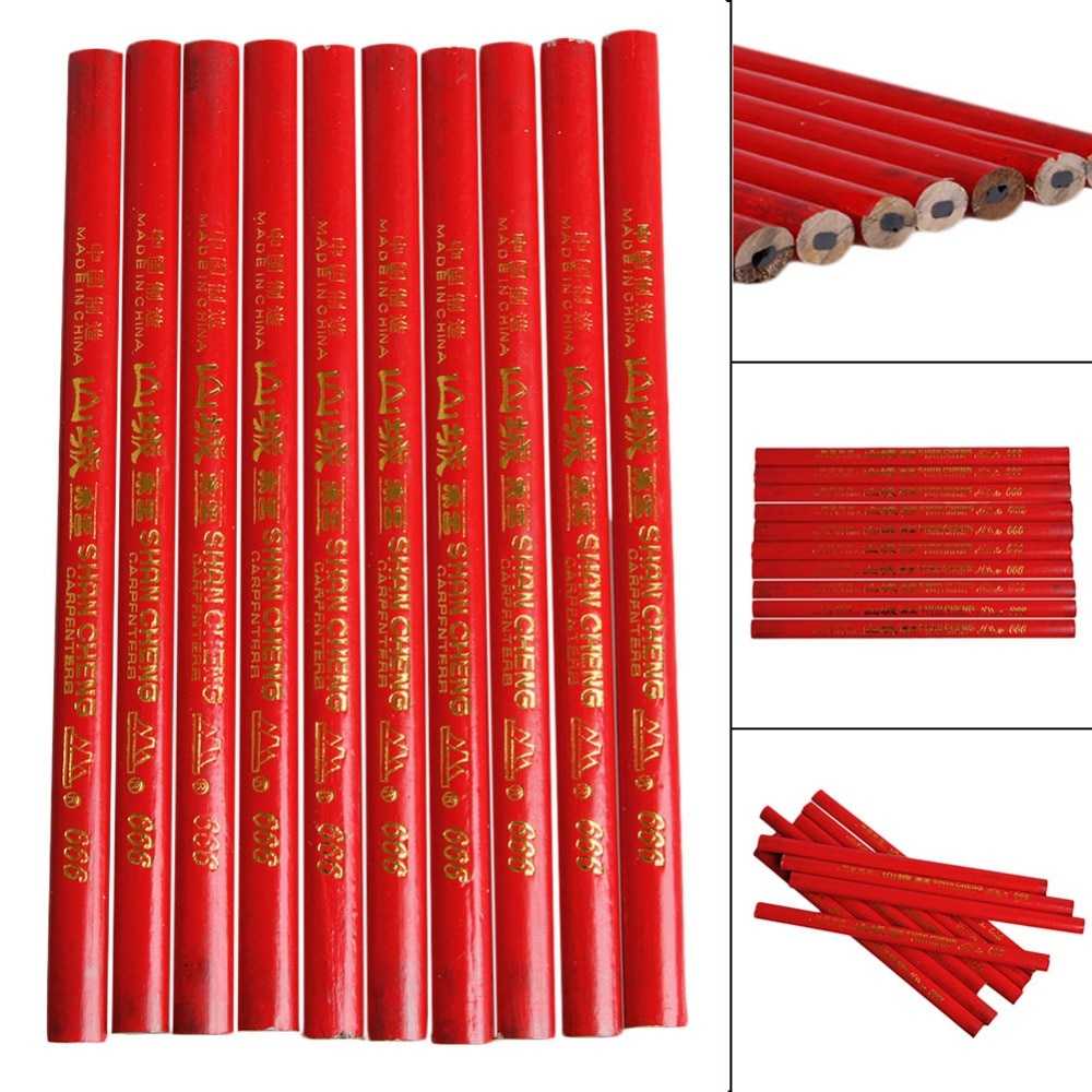 10x 175mm snickare pennor svart bly för diy byggare snickare träbearbetning