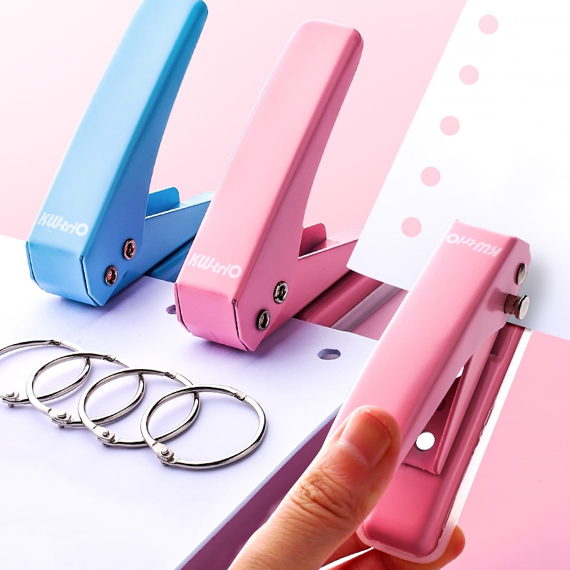 Candy Color Metal Single Hole Punch School Paper Cutter Loose-Leaf Binder Punches Scrapbooking DIY Tool Office Binding Supplies