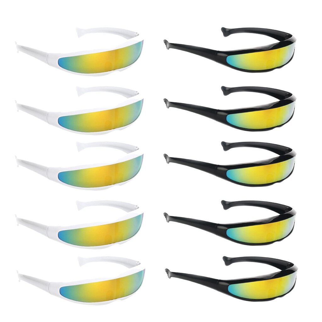 8x Grappige Futuristische Spiegel Alien Zonnebril Monoblock Shield Bril