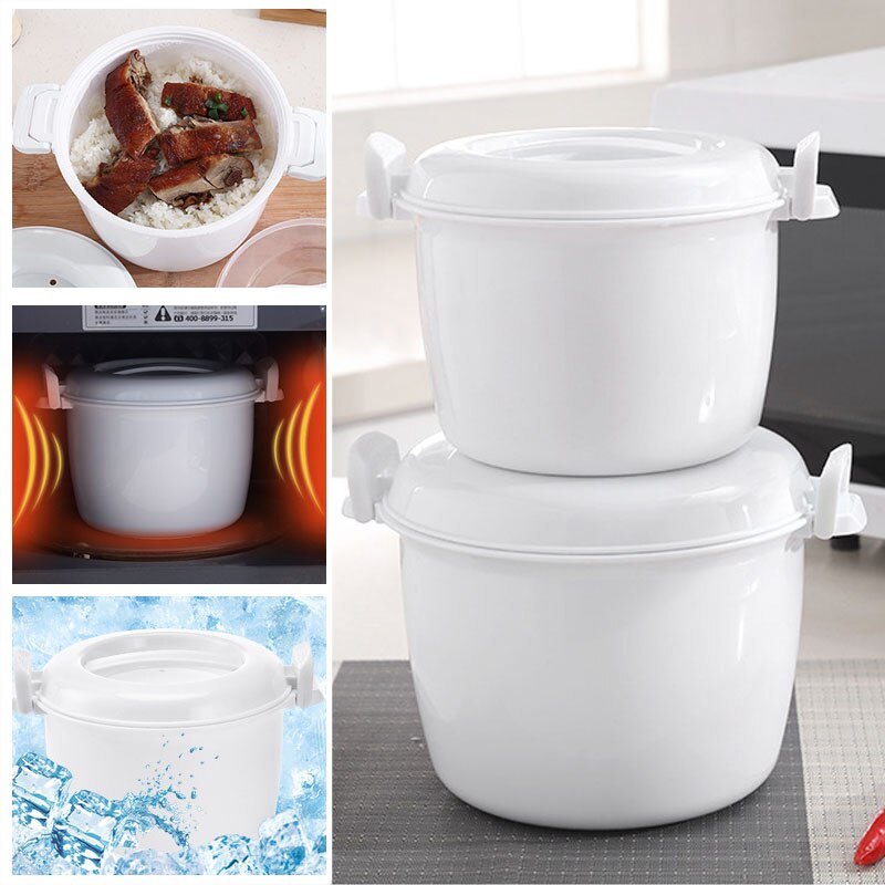 Microwave oven special utensils steaming rice cooker household thickening heating cooking rice box plastic pot with lid