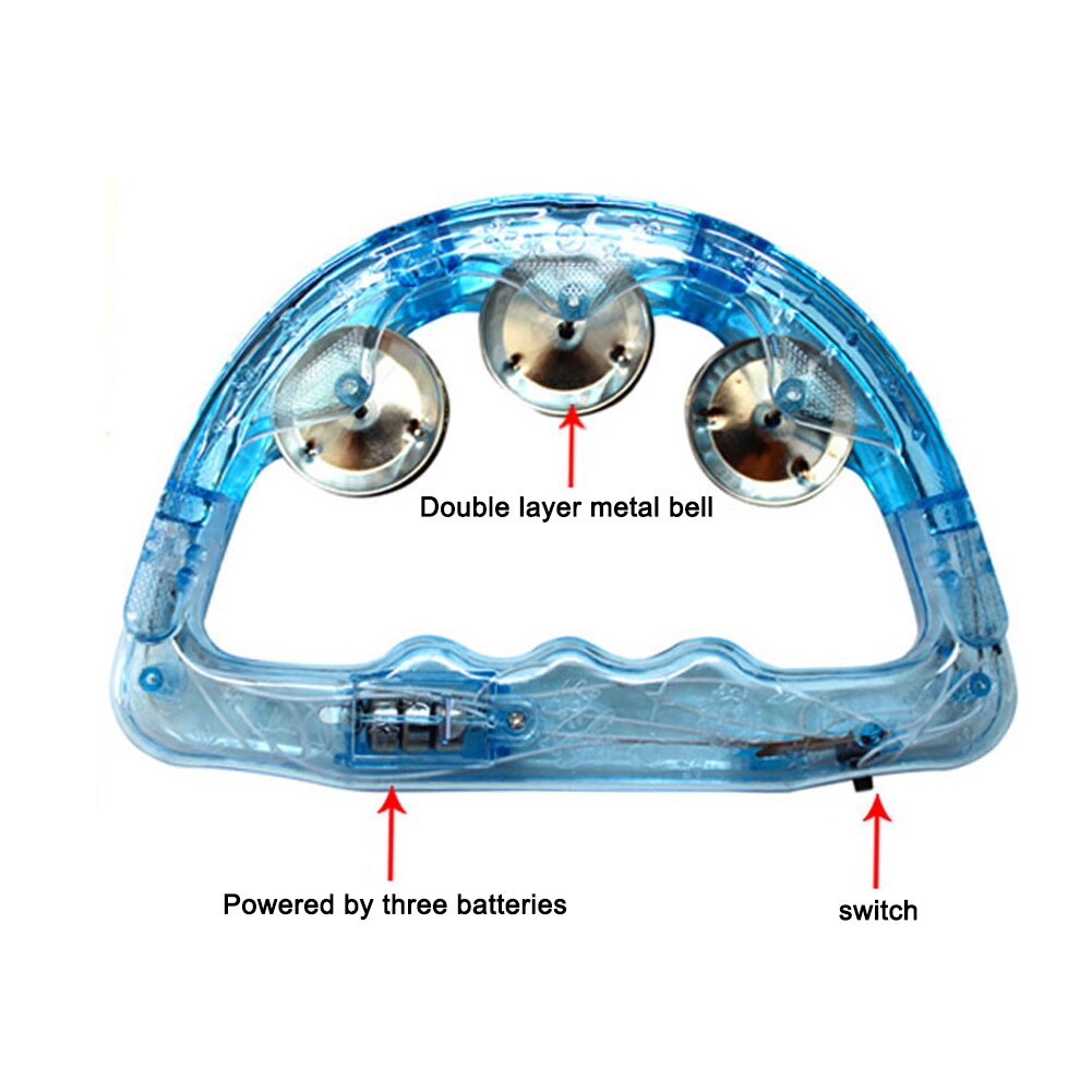freundlicher Handheld Licht hoch Tamburin Schlagzeug LED Krachmacher Blinkende Jingles Rassel Glocke für KTV Party Sensorischen Schütteln Spielzeug