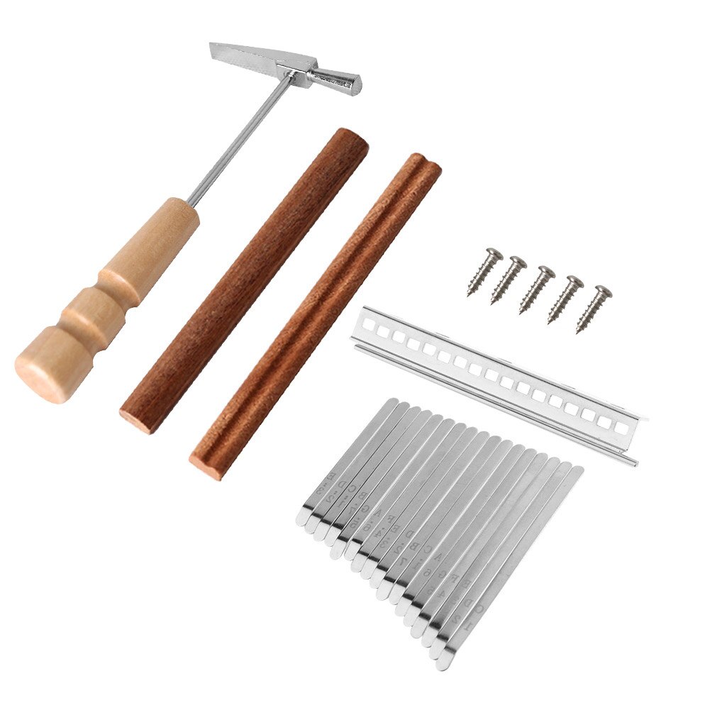17 Toetsen Kalimba Diy Vervangende Onderdelen Met Sleutels Brug Tuning Hamer Kit Duim Vinger Piano Accessoires Muziekinstrument