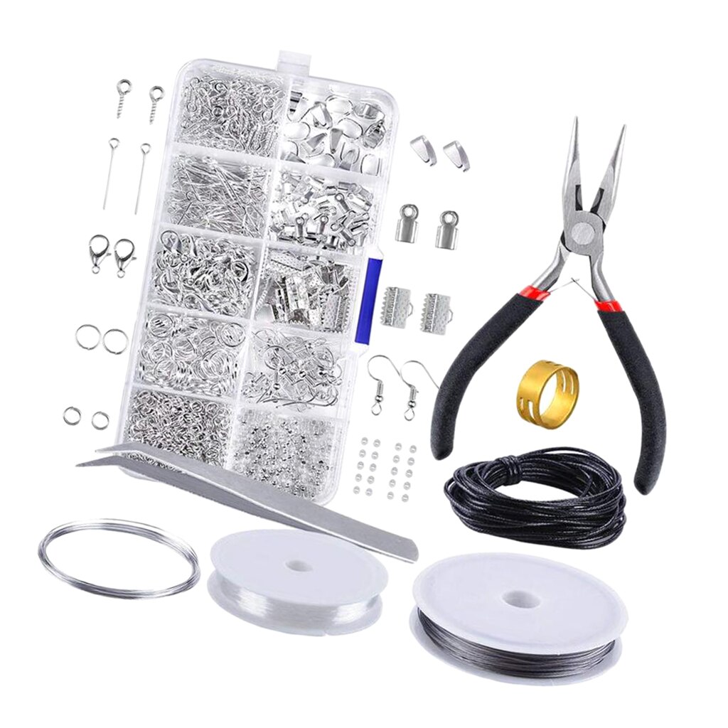 1 Box 17pcs Jewellery Making Starter Kits Jewelry Findings Kit Earrings Bracelet Necklace Findings DIY Jewellery Set Tools Set