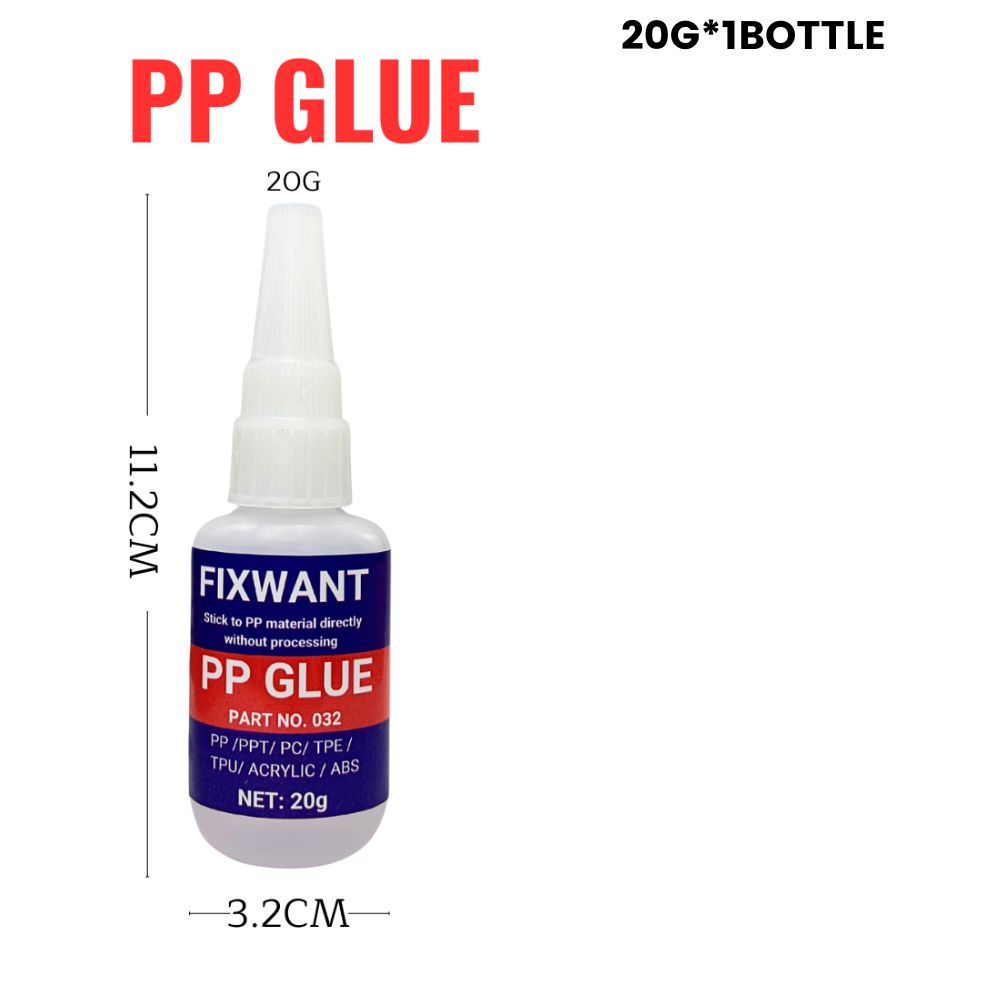 Hochfester PP-Polypropylen-Spezialkleber – starke Verklebung in Sekunden, wasserfest, funktioniert auf PPT/PC/ ABS/ TPE/ TPU/ ACRYL: WHITE