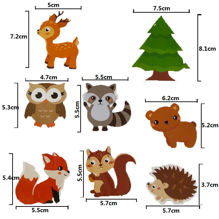 Bois, signes de Cupcake artisanaux 8 pièces, animaux, accessoires de gâteau pour fête d'anniversaire pour enfants, fête d'automne, renard écureuil raton laveur, décoration de gâteau