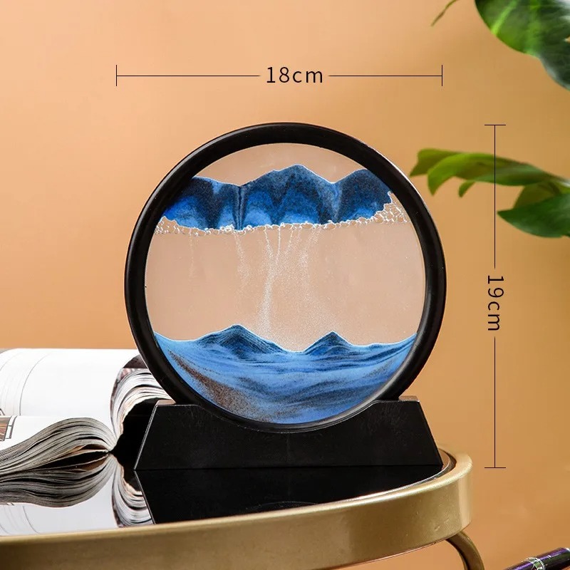 3D Sanduhr Treibsand beweglichen Sand Kunst Bild rundes Glas Tiefsee Sand landschaft Handwerk fließende Malerei Büro Wohnkultur